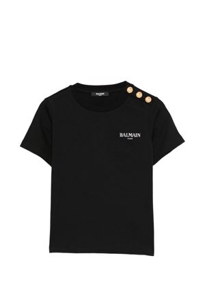 black cotton t-shirt BALMAIN PARIS KIDS | BY8Q21Z3672930BC